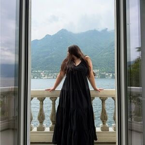 Saks Fifth Avenue Black Gathered Dress